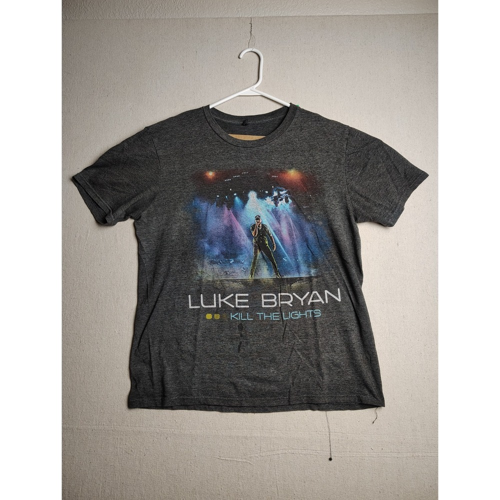 Luke Bryan Kill The Lights Tour Graphic Concert Gray T-Shirt Men's Large H‎